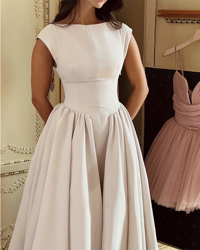 Women Elegant Open Back Fly Sleeve Slim Waist Midi Dress S-2XL