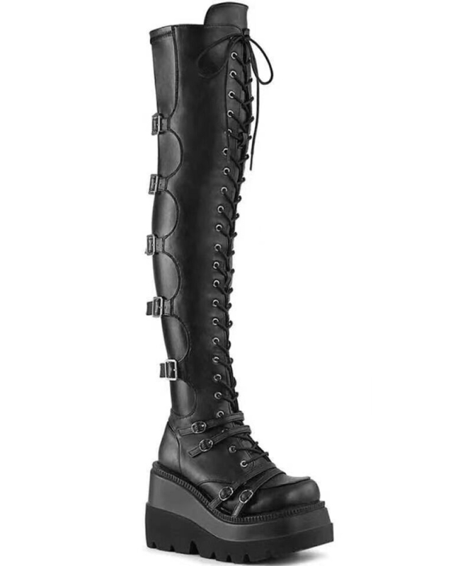 Gothic Style Black Fashion Women High Boot 35-43