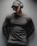 Wholesale Add Logo Men's Quick Drying Running Long Sleeve T-shirt M-3XL