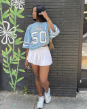 Wholesale Women Short Sleeve Light Blue T Shirt S-L