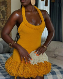 Yellow Women Sleeveless Fashion Dress S-XL