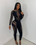 Long Sleeve See Through Women Sexy Jumpsuit One Size