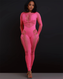 Long Sleeve See Through Women Sexy Jumpsuit One Size