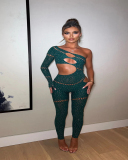 Sexy Fishnet Women Single Shoulder Jumpsuit one Size