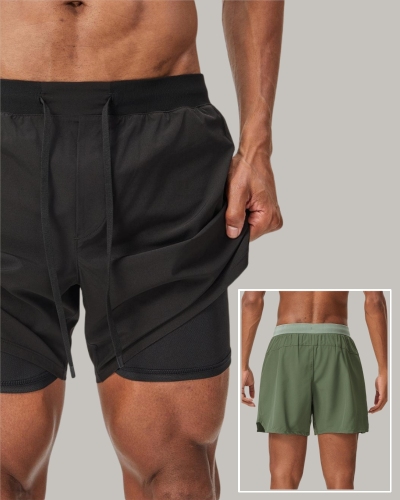Lined Mens Running Sports Quick Drying Breathable Outdoor Fitness Shorts S-2XL