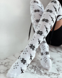 Christmas Multicolored Tied Rope Bow Casual Sweet Warm Long Socks Over The Knee Socks One Size