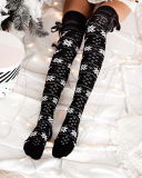 Christmas Multicolored Tied Rope Bow Casual Sweet Warm Long Socks Over The Knee Socks One Size