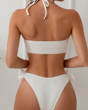 3D Flower White Ladies Wholesale Swimwear S-L