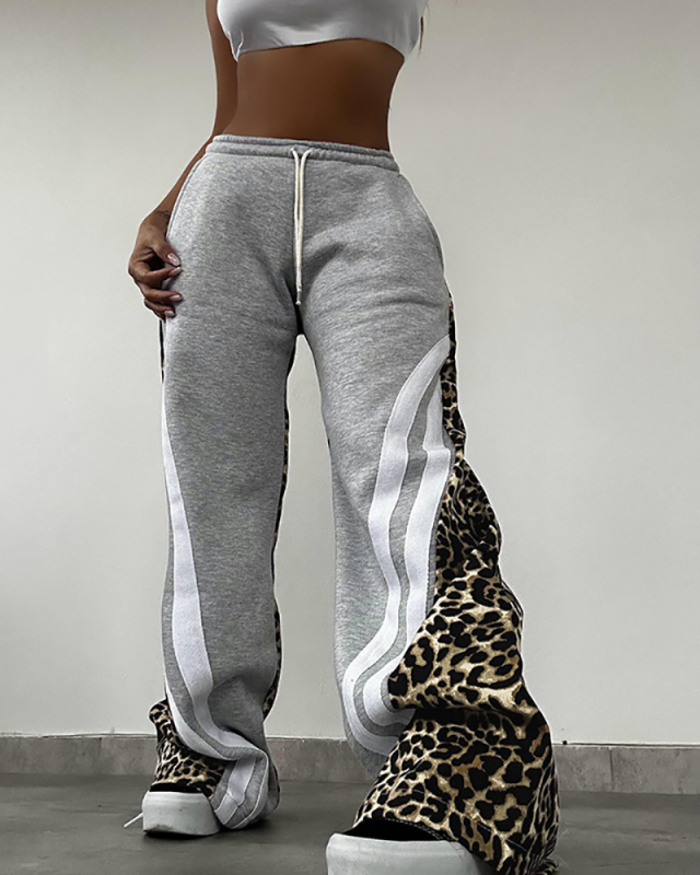 Leopard Printed Women Wide Leg Pants S-L