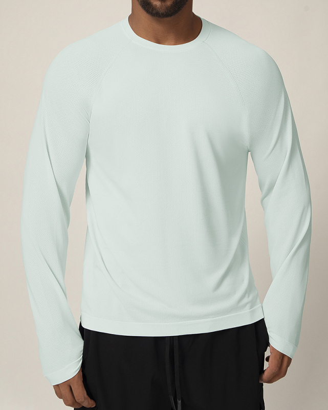 Seamless Men's OEM Customize Quickly Drying Breathable Casual Sports Long Sleeve T-shirt S-2XL
