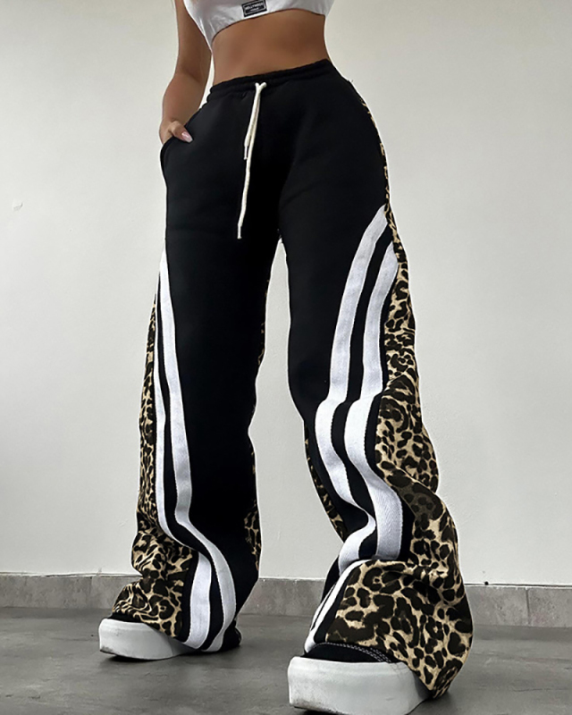 Leopard Printed Women Wide Leg Pants S-L