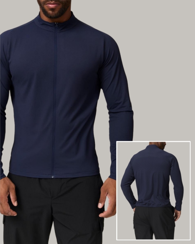 Men's Stand Neck Fitness Solid Color Outdoor Casual Warm Long Sleeve Coat S-2XL