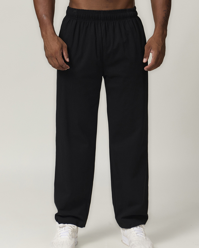 Cotton Wholesale Men's Sports Solid Color Sweatpants Grey Black S-2XL