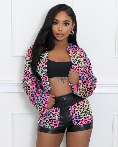 Rosy Leopard Printed Short Two Piece Short Set S-L