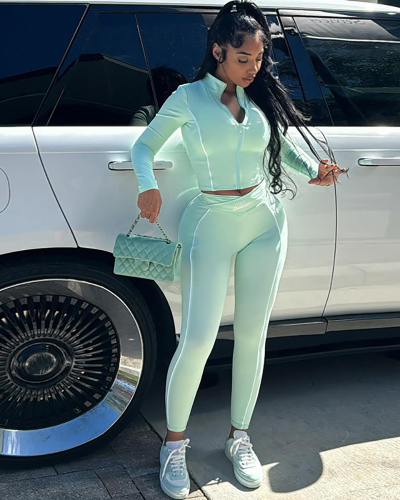 Wholesale Leisure Sporty Slim Two Piece Pant Set S-L