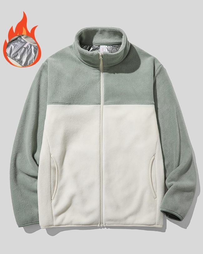 Outdoor Sports Color Blocked Graphene Technology Insulation Cold Resistance Travel Camping Fleece Jacket XS-3XL