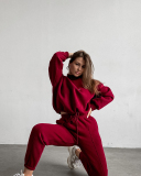High Neck Printed Long Sleeve Pullover Top Trouser Two Piece Sets S-XL