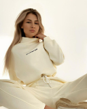 High Neck Printed Long Sleeve Pullover Top Trouser Two Piece Sets S-XL