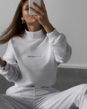 High Neck Printed Long Sleeve Pullover Top Trouser Two Piece Sets S-XL