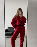 High Neck Printed Long Sleeve Pullover Top Trouser Two Piece Sets S-XL