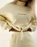 High Neck Printed Long Sleeve Pullover Top Trouser Two Piece Sets S-XL