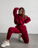 High Neck Printed Long Sleeve Pullover Top Trouser Two Piece Sets S-XL