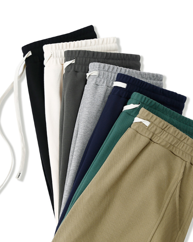 300g Men's Twill Cotton Retro Casual Sweatpants Loose Sports Pants S-3XL