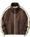Men's Colorblock Fleece Warm Stand Neck Sports Outdoor Wear Long Sleeve Coat M-3XL