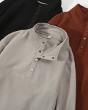 China Manufactory Factory OEM Fleece Button Neck Long Sleeve Pullover Top S-2XL