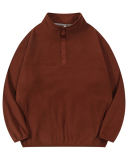 China Manufactory Factory OEM Fleece Button Neck Long Sleeve Pullover Top S-2XL