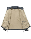 Men's Colorblock Fleece Warm Stand Neck Sports Outdoor Wear Long Sleeve Coat M-3XL