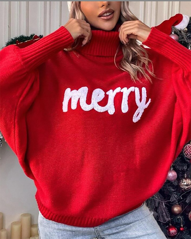 High Neck Women Wholesale Christmas Sweater Tops S-XL