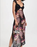 Lace Floral Printed Sleeveless Women Long Dress S-L