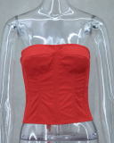 Trendy Women New Sleeveless Strappy Fishborn Top Flower Ruched Mini Skirts S-L