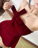 Strapless Women Red Cute Short Dress S-L