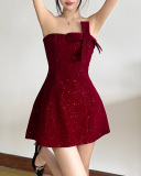 Strapless Women Red Cute Short Dress S-L