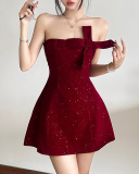 Strapless Women Red Cute Short Dress S-L