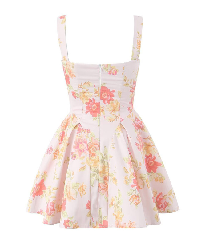 Sleevless Printed Women High Fashion Dress S-L