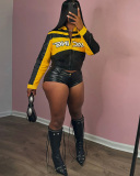 PU Yellow Women Winter Fashion Jacket S-L