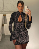 Long Sleeve Lace Up Women Mini Dress S-L