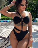 2025 New Arrival Black Design Wholesale One Piece Swimsuit S-L