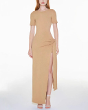 Women Hollow Out Backless Slim Strappy Sexy Street Style Date Dress Black Khaki White S-2XL
