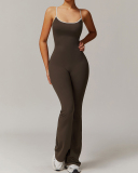 OEM LOGO Customize Sling Criss Cross Back Women GYM Sports Wide Leg Jumpsuit S-XL