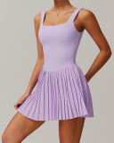 Factory Price Women Fitness Tennis Sleeveless Lined Pleasted Dress S-XL