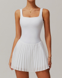 Factory Price Women Fitness Tennis Sleeveless Lined Pleasted Dress S-XL