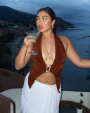 Sleeveless Women V-neck Y2K Style Tops S-L