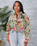Jacquard  Women's Long-sleeved Square Collar Jacket S-XXL