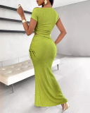 Elegant Sexy Female Commuting Temperament Banquet Skirt Solid Color Single Shoulder Pleated Fish Tail Skirt Set