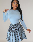 Long Sleeve Knitted Wholesale Two Piece Skirt Set S-XXL
