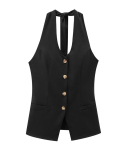 Elegant Office Lady Fashion Sleeveless Vest Pants Suits Two-piece Sets Orange Khaki Green Black Red S-L